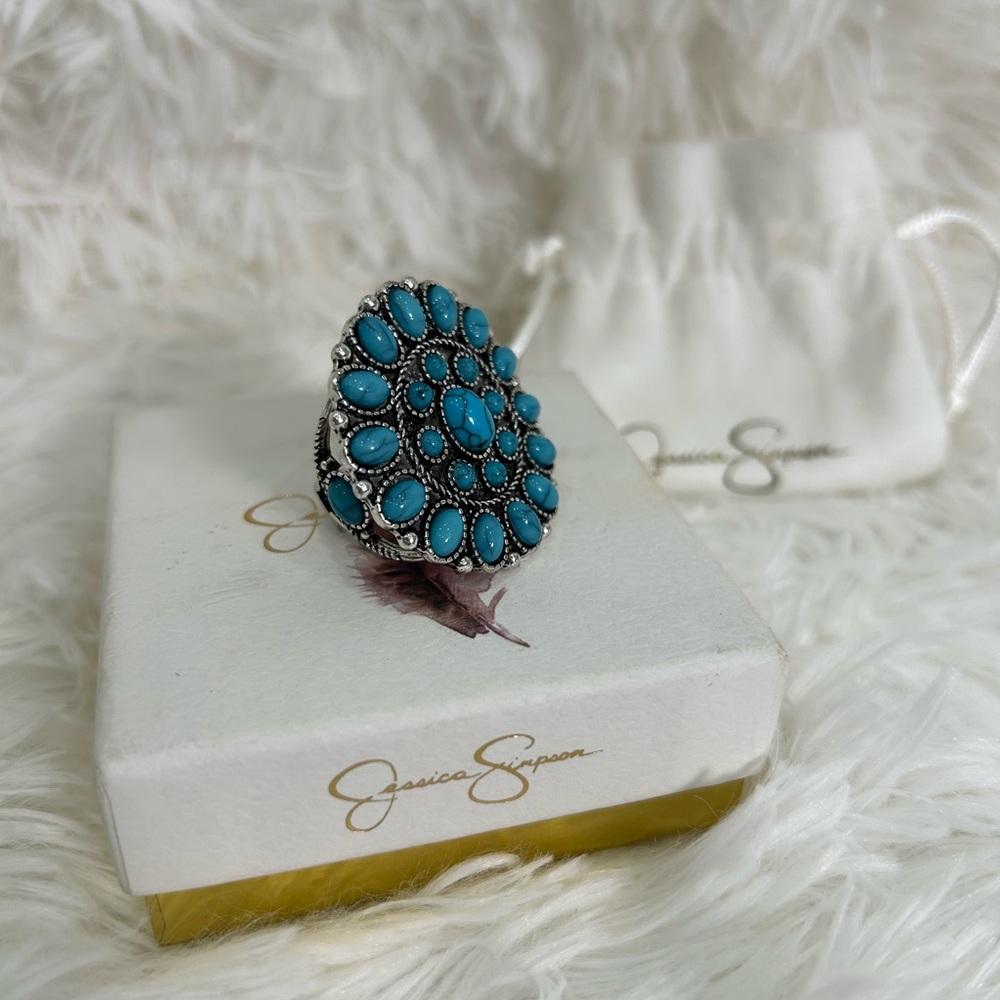 Jessica Simpson Blue Cluster Ring